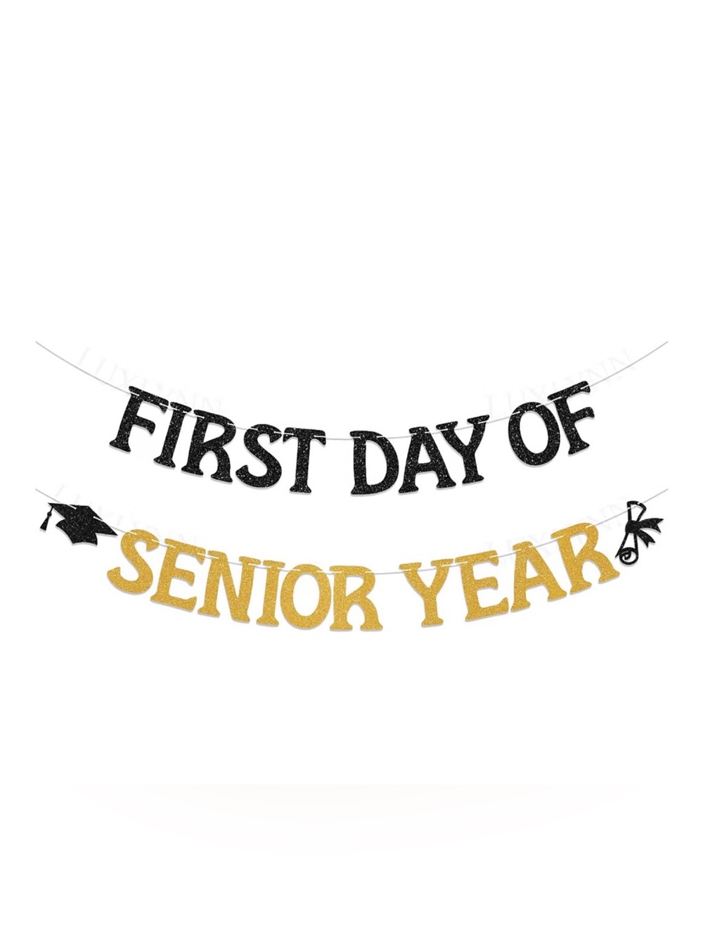 Glitter Senior Banner - Black & Gold